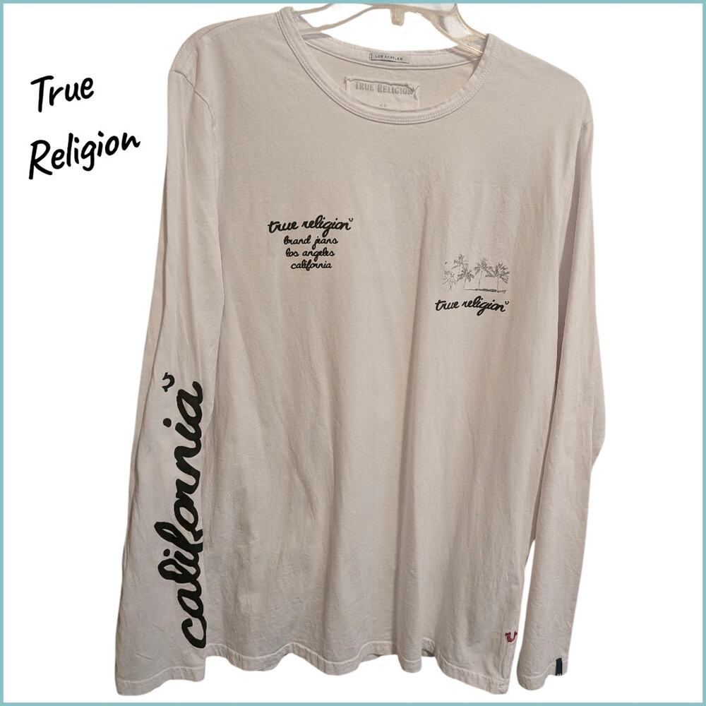 OG True Religion Long Sleeve "California" Graphic Tee Men's L Y2K Vintage Rare